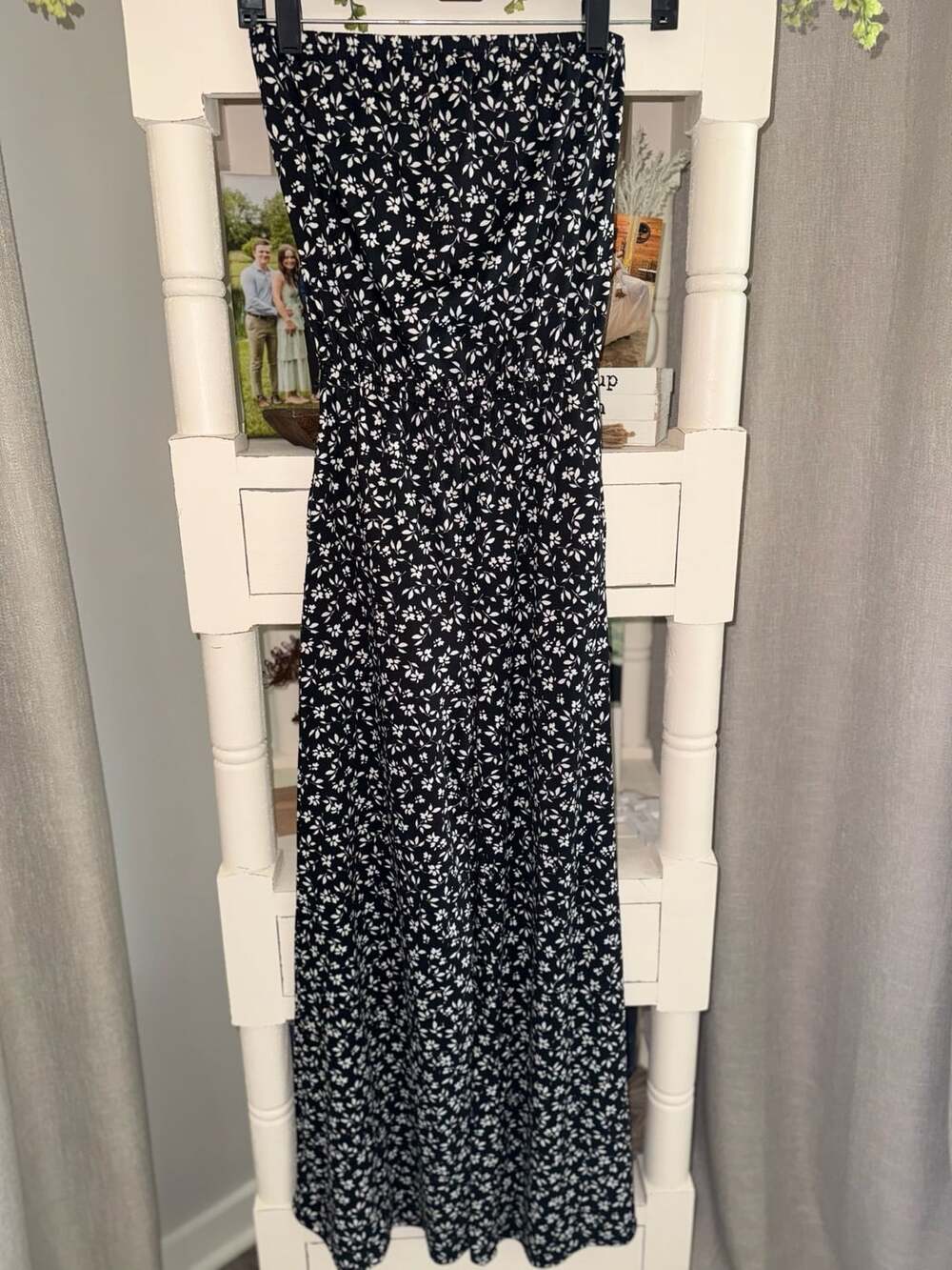 Altar'd State Black and White Floral Strapless Jumpsuit Size XS